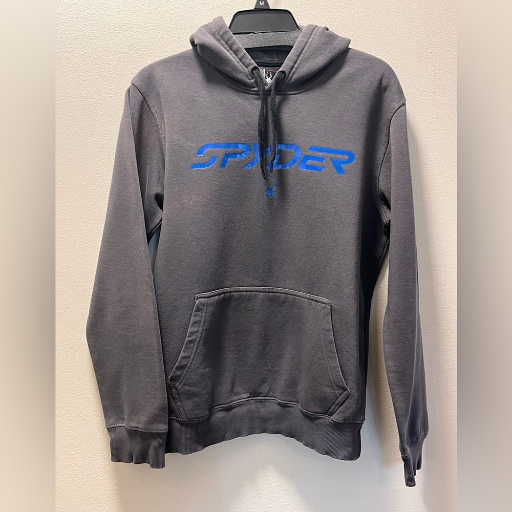 Spyder Classic Sporty Pull Over Hoodie, Men’s Sz M, Gray with Blue